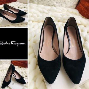 Salvatore Ferragamo Nadia Nero Suede Heels